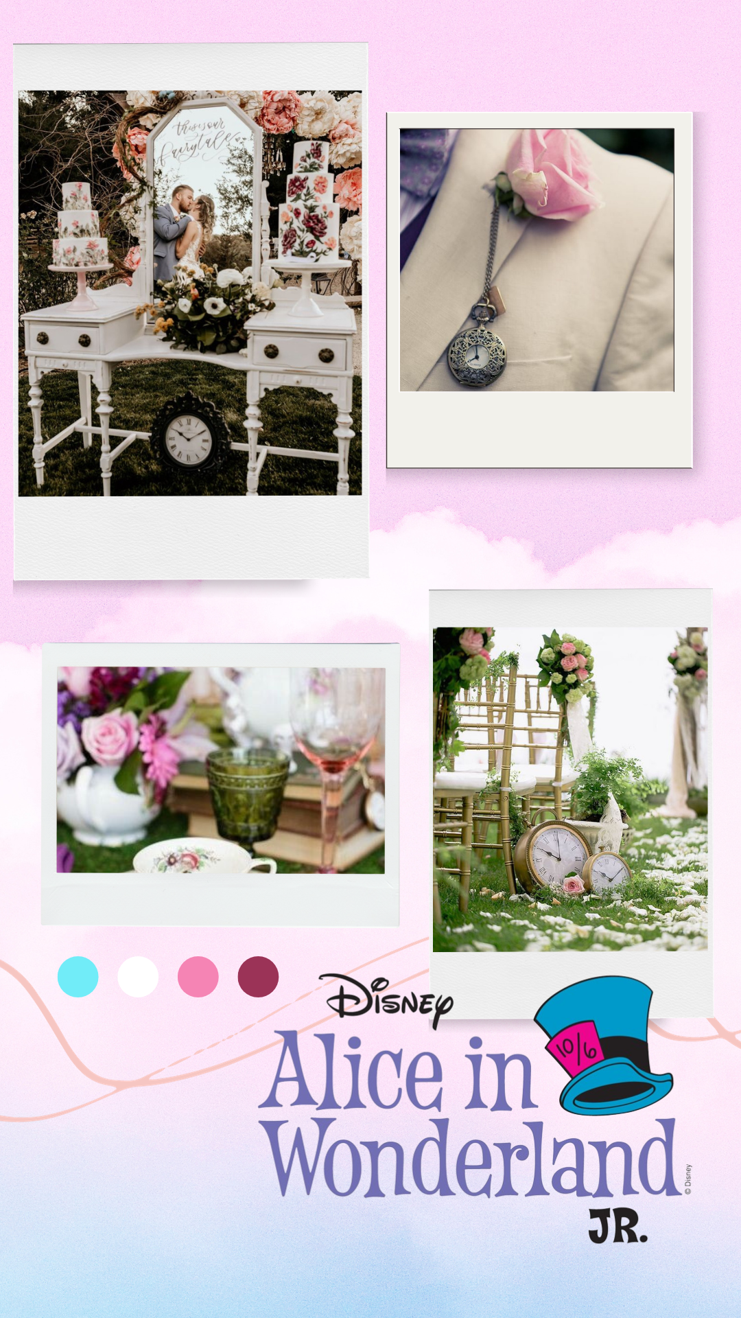 Moodboard inspirata al cartone della Disney Alice nel Paese delle meraviglie
